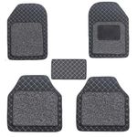 CARNEST Universal Car Foot Mats Compatible with Renault Kwid Non Slip 7D Luxuy Leather Car Floor Mats (Beige) (Black, Renault Kwid)