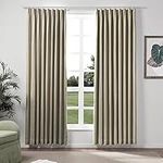 ChadMade Faux Linen Curtain 96 inches Long Winter Drape with Thermal Insulated Lining Tailored Pleat Curtain for Bedroom, Oak Curtain 50W x 96L, (1 Panel), Liz Collection