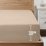 Utopia Bedding Double Fitted Sheet, Beige - 12 Inch (30cm) Deep - Easy Care - Soft Brushed Microfibre Fabric - Shrinkage and Fade Resistant - Bottom Sheet