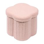 Bonlife Pink Ottoman Storage Box,Folding Storage Seat Box,Small Footstool For Living Room,Kid's Toy Chest Box,Teddy Flower Shape,32x32x32cm