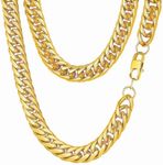 FindChic Hip Hop Jewelry 18K Gold Plated Cuban Link Curb Chains for Men 12mm 18inch