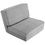 COSTWAY Folding Sofa Bed, 5-Position Adjustable Lazy Floor Sofa Chair Lounger Sleeper Seat with Suede Cover, Convertible Fold Out Sofa Bed Couch Guest Mattress for Living Room Bedroom Office (Grey)