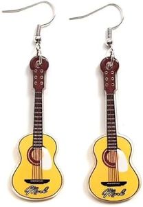 Zhang shine Cute Vintage Punk Music Bass Electric Acrylic Guitar Earrings Renaissance Rock Band Music Violin Instrument Drop Dangle Jewelry Gifts for Women Teens Girls, One Size, Acrylic, No Gemstone
