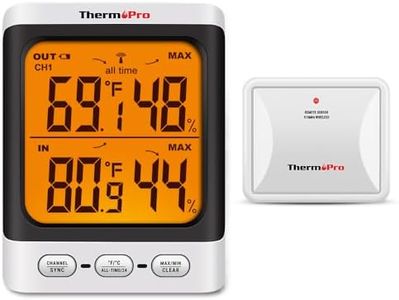 ThermoPro Indoor Outdoor Thermometer Wireless, 500 ft Outside Thermometer with Cold-Resistant Sensor, Outdoor Thermometers for Patio Waterproof with 3.3" LCD Display, Backlit Outdoor Temperature Gauge