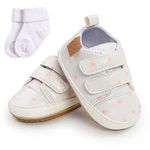 Sehfupoye Baby Girls Boys Sneakers Toddler Shoes PU Leather First Walking Shoes Anti-Slip Infant Newborn Prewalker Sneakers for 6-12 Months with Sock