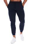 HOOD CREW Men’s Joggers Slim Fit Sweatpants Casual Running Sports Trousers with Pockets Navy