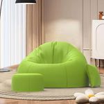 Pi Bean Bags with Beans Filled XXXXXL Bean Bag Pi Originals - Sofa Bean Bag with Cushion and Footrest - Official : PiNova Range - Comfort Level : Basic - (Matching Cushion Round : Pea-Green)