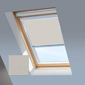 Skylight Blinds For VELUX Roof Windows - Blackout Blind - Stone - Silver Aluminium Frame (UK04)