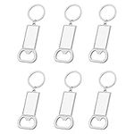 6pcs Blank Keyrings Bottle Openers, Sublimation Blanks Heat Transfer Keychain, Photo Printed Keyrings for DIY Keychains Tags Crafting