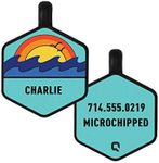 QALO Customized Pet ID Tag, Durable Personalized Dog & Cat Name Tag, Custom Engraved Silicone ID Dog Tags and Cat Tags, Jingle-Free & Lightweight, Ocean Sunrise