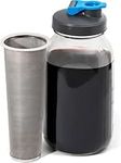 Cold Brew Mason Jar Coffee Maker by County Line Kitchen - 2 Quart, 64 oz – Durable Glass Jar, Heavy Duty Stainless Steel Filter, Flip Cap Lid For Easy Pouring, Save $ - Easily Make Your Own Cold Brew
