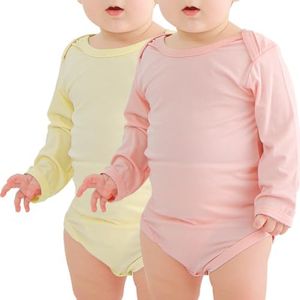 Jimonda Baby Rompers | Soft Summer Long-Sleeve Bodysuit for Newborns 0-24M | Breathable Infant Onesie with Snap Buttonsblush&lemon