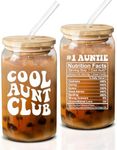 NewEleven Christmas Gifts For Aunt From Niece, Nephew - Cool Gifts For Aunt, New Aunt, Auntie, Sister - Aunt Birthday Gift, Aunt Announcement, Promoted To Aunt, Best Aunt Ever - 16 Oz Coffee Glass