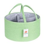 Baby Nappy Caddy Organiser Green Large Baby Diaper Caddy Organizer Boy Girl Cotton Rope Basket with Removable Inserts Round Hanging Nursery Storage Portable Tote Bag Newborn Shower Gift Basket