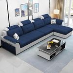 Casaliving Ella RHS 6 Seater L Shape Sofa Set for Living Room (Blue Grey) Premium Fabric Sofa