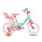 STITCH Unicorn 16 Inch Girls Bike for 4-7 Years Old Kids, 16 Inch Girls Bike with Basket & Doll Seat,Green