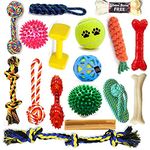 BLACKDOG Rope Toys + Dog Toys + Chew Toys + Squeaky Toys + Toys for Puppy Chew Bone for Dog + Dog Cotton + Poly Mix Chew Toys, 17 in 1 Combo (Buy 1 Get 1 Chew Bone Free)