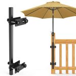 Linone Patio Umbrella Holder, Heavy-Duty Umbrella Holder for Deck, Stainless Steel Deck Umbrella Mount Stand -Sturdy Base for Railing-Mounted Deck Clamps with Pole Maximizing Patio Space and Shade