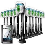 12 Pack o1brand ADULT Toothbrush Heads Compatible with Sonicare Electric Toothbrush, Medium Softness, Premium Brush Heads (Black)