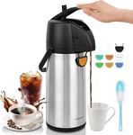 TOMAKEIT Airpot Coffee Carafe Thermos 3L(102 Oz) Insulated Stainless Steel Large Beverage Dispenser Lever Action for Hot/Cold Water