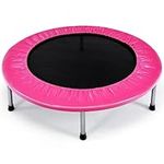 SPOTRAVEL Mini Outdoor Trampoline, 38” Foldable Rebounder with PVC Protective Cover, Portable Recreational Fitness Bouncer for Kids & Adults (Pink)