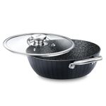 Prestige Durastone Hard Anodised 6 Layer Non-Stick Kadai with Glass Lid, (24 cm, 2.5 litre) (Black)