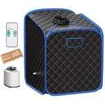 Giantex Portable Steam Sauna Spa 2L Folding Private Sauna Tent W/Chair Foot, Massage Roller, Absorbent Pad,9 Adjustable Temperature Levels for Weight Loss, Detox, Stress Fatigue 33 x 33x 42(Black)