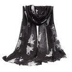 ck collection ltd New Women Ladies Long cat Animal Print Neck Shawl Scarf Scarves Warp Stole Warm (black)