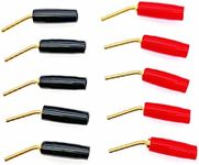 JZK 10 PCS Black and Red 2mm Banana Plug Pin Screw Type, Banana Plug with oblique pin, 2mm Gold-Plated Audio Speaker Cable Connector Adapter