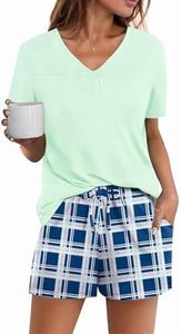 Avidlove Pajamas Set Womens Short Sleeve Loungewear Sleepwear 2 Piece PJ Sets Ice Green M