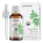 Aromavita 100% Pure Greek Oregano Oil-Unprocessed, 100% Pure undiluted - 86-90% Carvacrol, High Potency, Immune Support-Plant-Based, Herbal Supplement - Vegan, Non GMO, Gluten Free, 1fl. oz/30ml