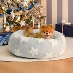 Lesure Donut Small Dog Bed - Round Cat Beds for Indoor Cats Anti-Anxiety Calming Pet Beds, Washable Cute Modern Beds with Teddy Sherpa Plush & Anti Slip Bottom, 23 Inch, Galaxy Grey