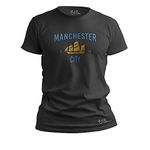 THE PRINT PLATTER Man City Black Cotton T-Shirt with Digital Print | Football Round Neck | T-275 (Small)