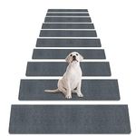 Non-Slip Stair Treads Carpet for Wooden Steps, 27.6 x 8.7IN Self-Adhesive Stair Treads Mat, Bolinker Safety Indoor Stair Runner Mats, Anti Slip Stair Rugs for Kids Elders and Dogs, 7PCS (Grey)