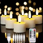 Homemory 6-Pack Rechargeable Candles Tea Lights with Remote Timer, LED Tea Lights Candles Battery Operated, Rechargeable Flameless Candles for Home Decor Seasonal Decor, Dia 3.5cm X H 5.8cm