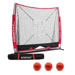 Rukket 6pc Baseball & Softball Bundle | 5x5 Hitting Net | 3 Weighted Balls | Batting, Pitching, Catching Screen with Strike Zone Target