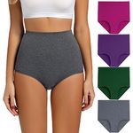 Molasus Women's Cotton Underwear Super High Waisted Briefs Ladies Full Coverage Postpartum Panties Underpants Multicolor 4 Pack Size Medium