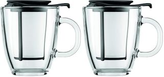 Bodum Yo Yo Set, Mug and Tea Strainer - Black (Pack of 2)