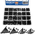 NINDEJIN M2 M3 M4 M5 Alloy Steel Socket Head Cap Screws Nuts Set s Carbon Steel Screws Assortment Kit (Hex Socket Cap [1060pcs])