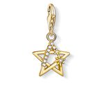 THOMAS SABO Women's Charm Pendant Star with Stones Charm Club 925 Sterling Silver, 2,4 x 1,3 cm, Sterling Silver, Not Applicable