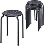 LDAILY 6-Pack Stackable Stools, 17.5" Metal Steel Stack Stools with Dome, Round Backless School Stools, Set of 6 Portable Stools for Classroom Home Office Outdoors Garden (Black)