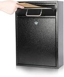 KYODOLED Steel Key Lock Mail Boxes Outdoor,Locking Wall Mount Mailbox,Security Lock Drop Box,Collection Boxes,16.2H x 11.22L x 4.72W Inches,Black X Large