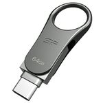 Silicon Power 64 GB Mobile C80 Dual Flash Drive for Type-C Ready Mobile Devices - Titanium/Zinc