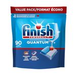 Finish Quantum Dishwasher Detergent Pods, 3-Chamber Formula with Powerball Action, No Pre-Rinse, Grease & Stain Removal, Scrubs Dried-On Food, Deep Clean & Sparkling Shine, 90 Tabs