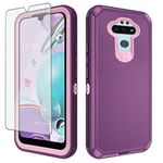 Phone Case for LG Aristo 5/K31/Fortune 3/Phoenix 5/K8x/Tribute Monarch/Risio 4 with Screen Protector Cell Cover Hybrid Protective LGK31 Rebel K 31 31K Aristo5 Plus Astro 5+ Risio4 2020 Women Purple