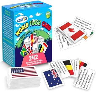 Zastic! World Flags Flashcards - 242 Country Flags, Capitals, Language, and Continents - Gloss Laminated - Perfect for Learning Countries and Flags for Kids - Countries Cards for All Ages