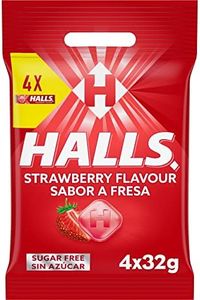 Halls - Caramelos Duros, Vita C, Sin Azúcar 4x32g, Fresa, 128 Gramo