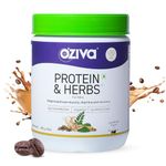 OZiva Protein & Herbs for Men for Muscle Building, Recovery and Stamina | Protein Powder for Men with 23g Whey Protein Isolate, 5.5 BCAAs, No Added Sugar, Certified Clean, Cafe Mocha 1lbs