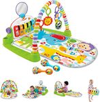 Fisher-Price Baby Playmat Deluxe Kick & Play Piano Gym, Green Musical Learning Toy with 2 Rattle Maracas for Developmental Play Newborns 0+ Months ​