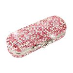 AsAlways Shiny Rhinestone Crystal Portable Lipstick Case with Mirror Portable Bling Diamonds Makeup Cosmetic Storage Holder for Travel Ladies Fashion(Pink)